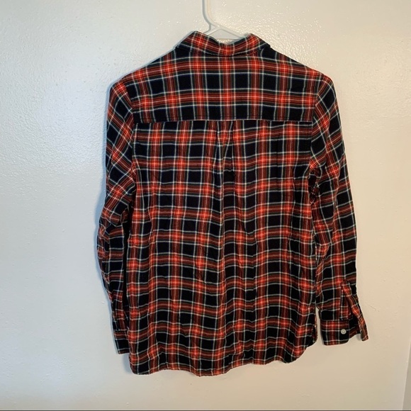 Old Navy The Classic Shirt Button Down Black Tartan Plaid - Picture 9 of 10